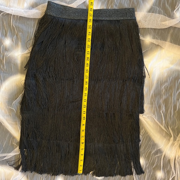 Mare Mare x Anthropologie Fringe Tiered Midi Skirt with Glitter Waistband Size M - Picture 6 of 8
